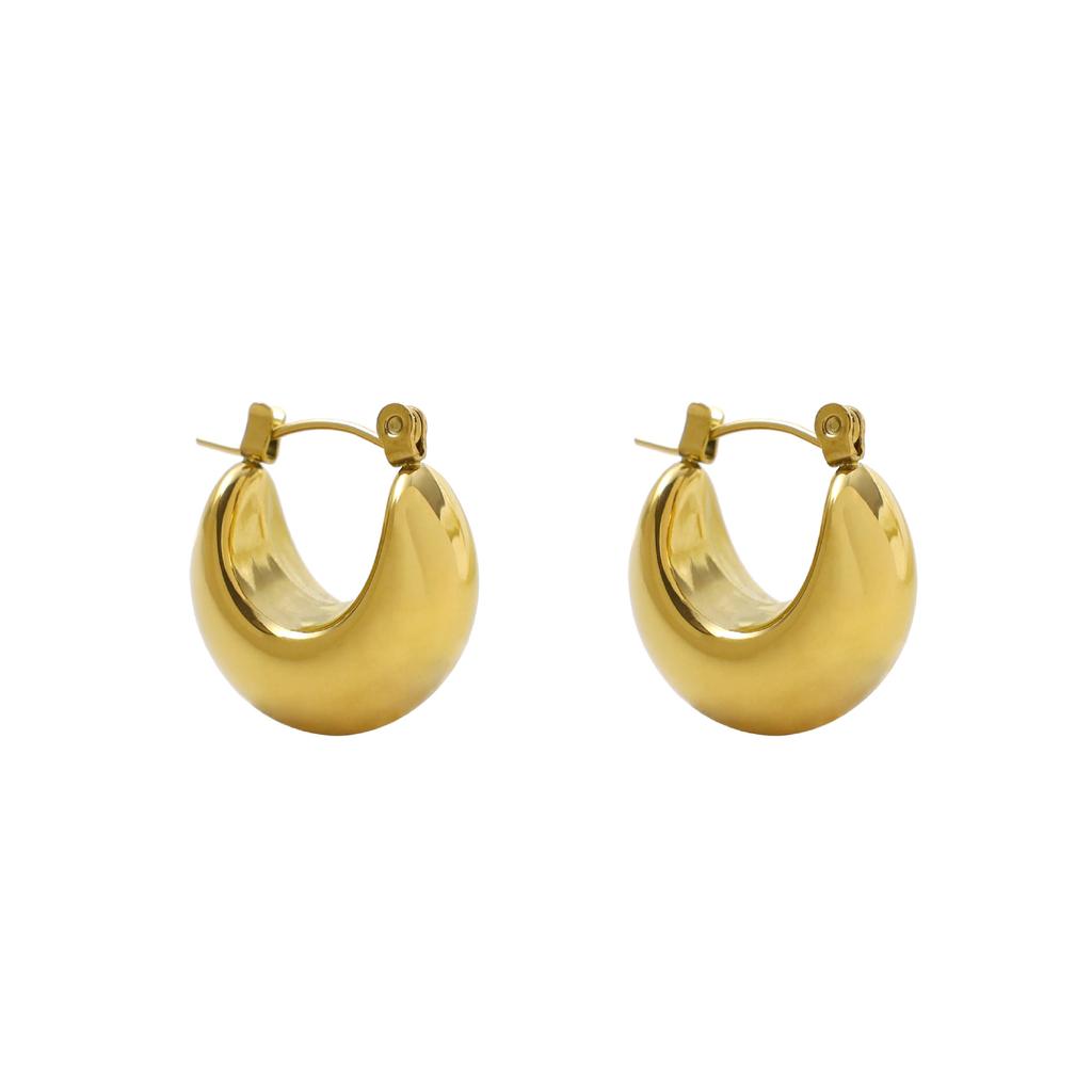 Titanium Steel U-Shaped Earrings Hollow Personalized Fashion Non-Fading Earrings Gold Girls Round Personality Trend