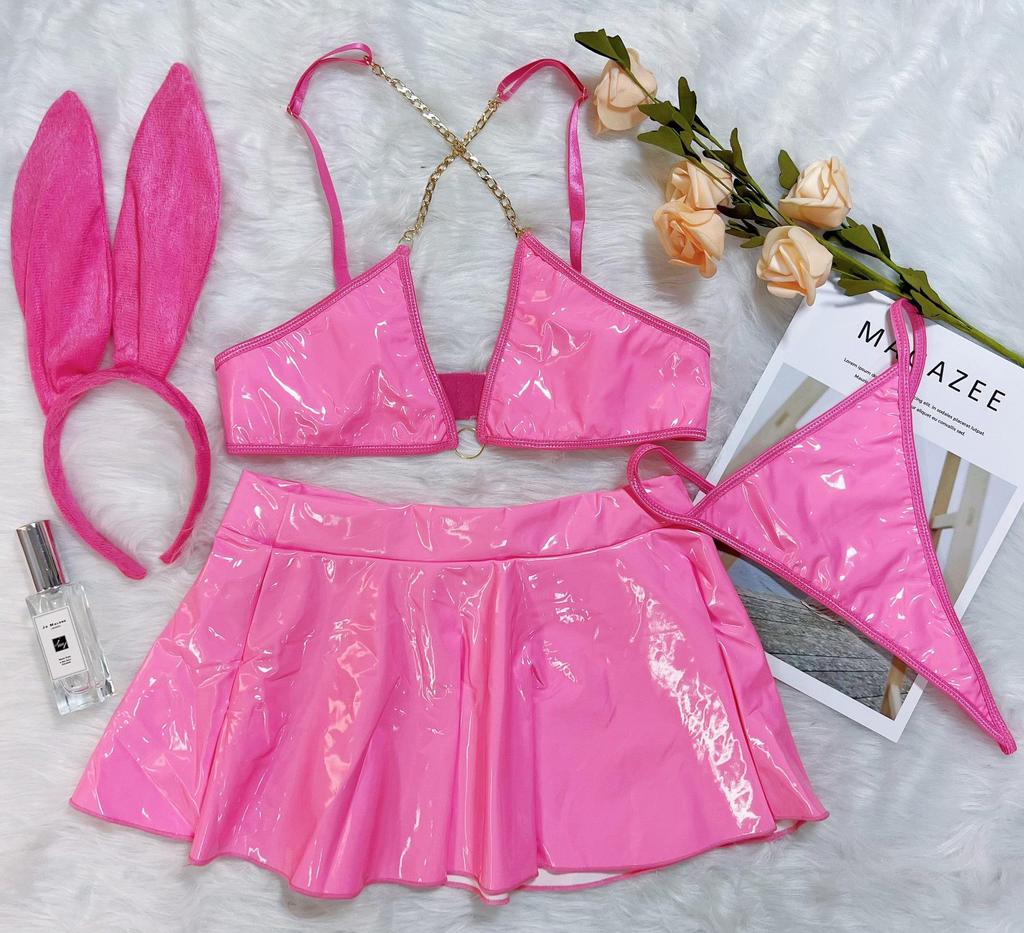 Valentine's Day Sexy Patent Leather Bunny Girl Lingerie