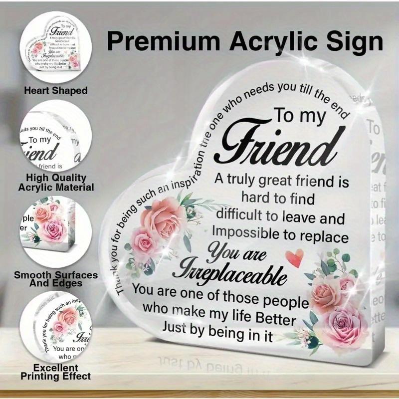 2D Flat Acrylic Heart-Shaped Keepsake Desk Decor Plaque, Floral Design, Suitable for Wall Decoration, Porch, Room, Villa, Accents Home, Hallway, or Wo