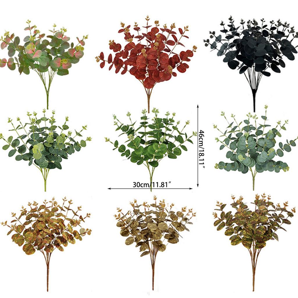 Artificial Eucalyptuses Leaves Green Fake Plant Branch for Christmas Wedding Party Home Garden Decor DIY Wreath Flowers