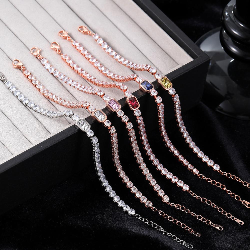 Jewelry Set Women'S Color Full Diamond Sugar Cube Bracelet Necklace Earrings Simple And Premium Jewelry