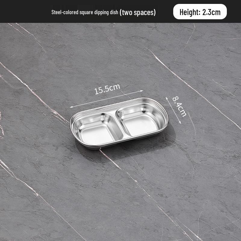 304 Stainless Steel Korean Multi-Compartment Seasoning and Dipping Sauce Dish for Restaurants and Hot Pots