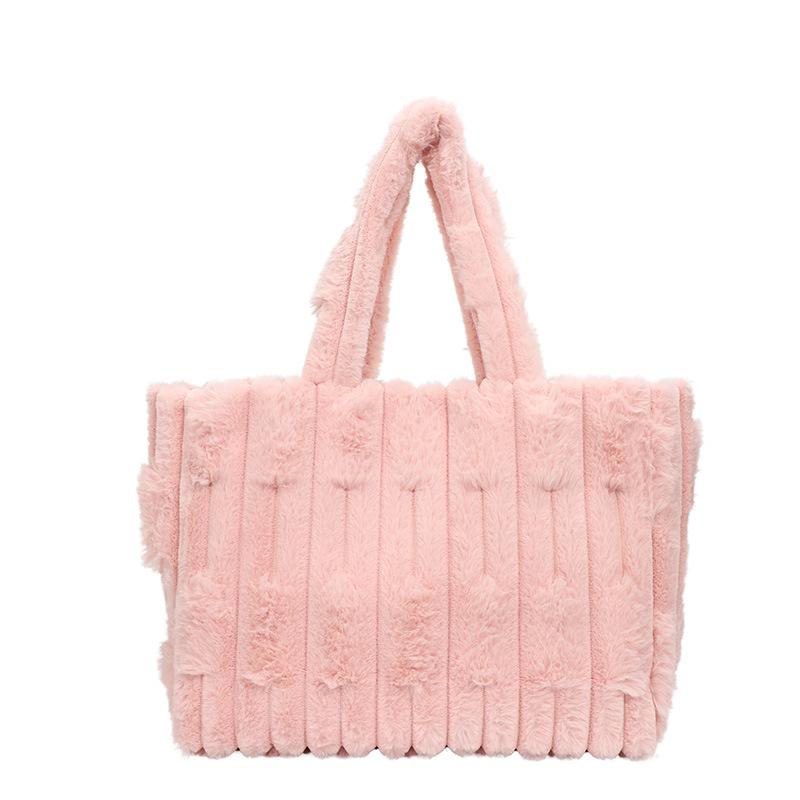 Autumn and winter new textured fashion hand carry plush women's bag casual portable tote bag
