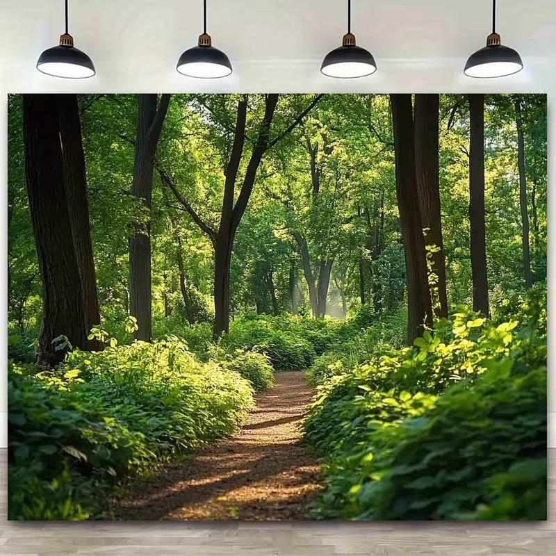 2D Nature Forest Tapestry Green Trees Pathway Aesthetic Wall Art 47.2x31.5inch/120*80cm