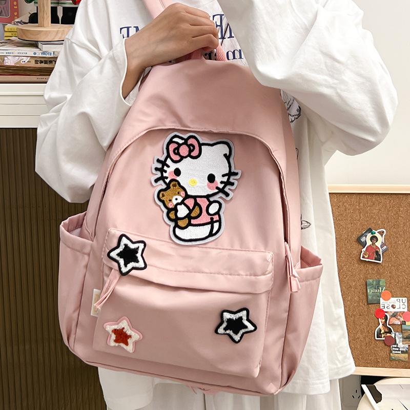 Schoolbagkt Cat School Bag Female Junior High School Student Backpack Large Capacity College Student Campus Backpack Oxford Cloth Backpack