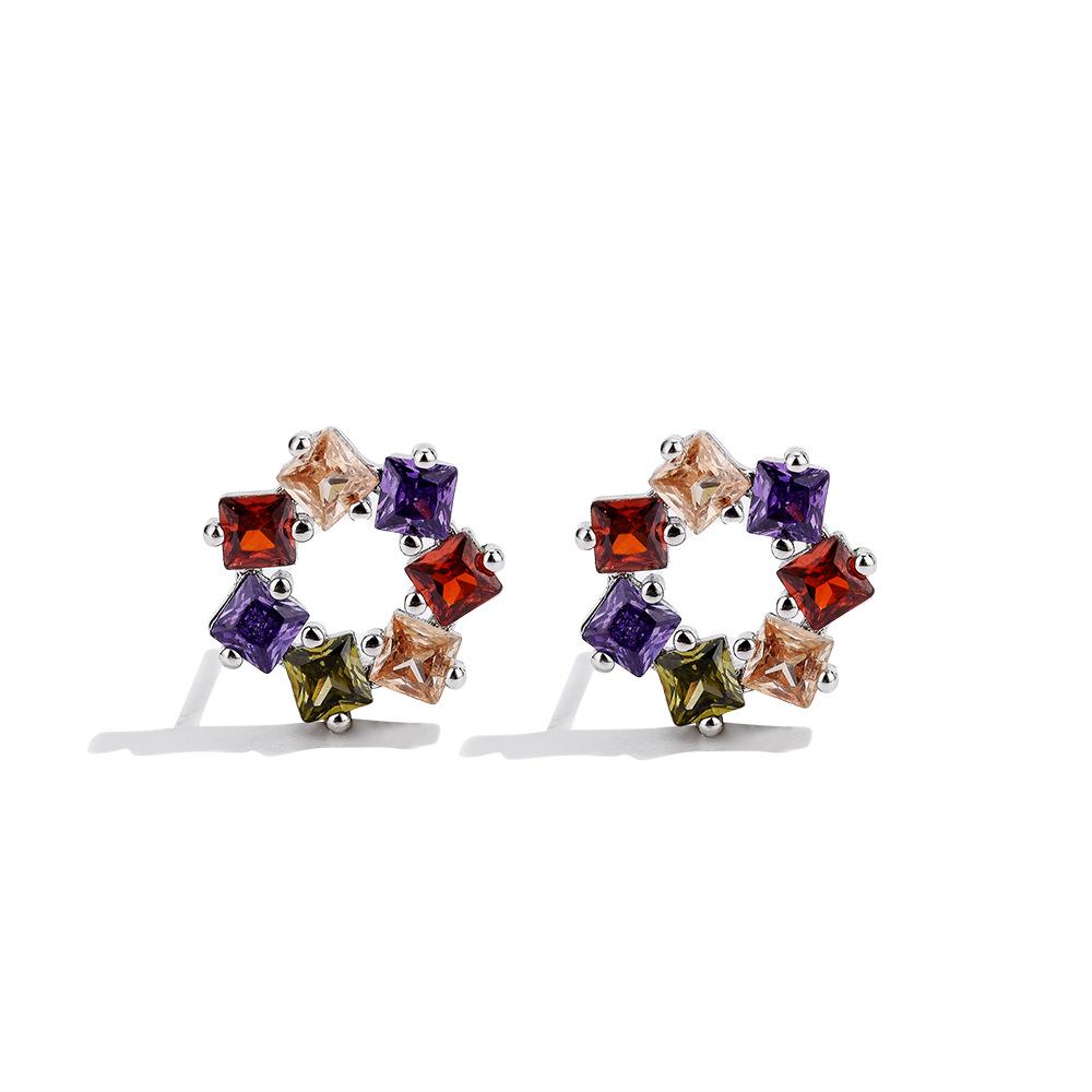 

Hot-selling European and American style natural color treasure round ring earrings, small fragrant style earrings платиновий