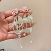 Ins Wind Exquisite Long Drop Earrings Sweet Rose Flower Bead Tassel Minimalist All-Match Light Luxury Ladies Daily Ear Ornaments