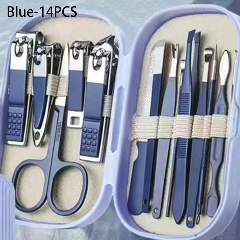 8/14/18pcs Nail Clipper Set Stainless Steel Manicure Pedicure Kit Portable Travel Case Earpick Nail File Foot Care Tool