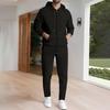 2024 Winter Waffle Pocket Zipper Hooded Jacket & Long Pants Set