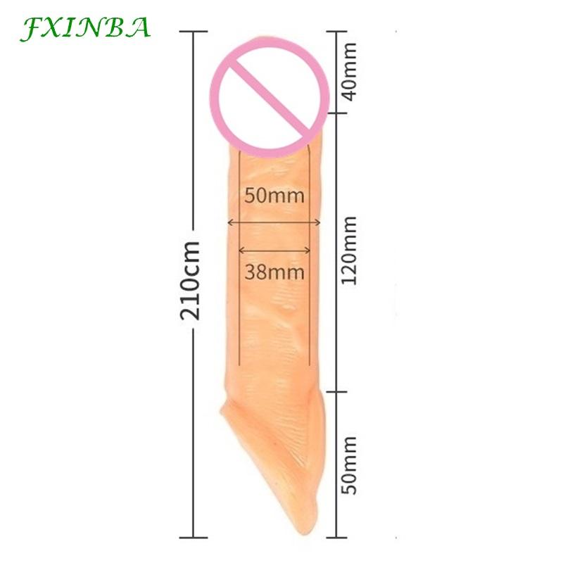 FXI 14-27cm Realistic  Sleeve Extender  Sleeve Dick Enlargement Delay Ejaculation Reusable Condom Men Sex Toys
