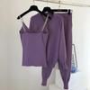 3 Piece Set Women Knitted Set Zipper Cardigan Jacket+pencil Pant+camisole Matching Sets Purple Black Khaki Outfits for Women