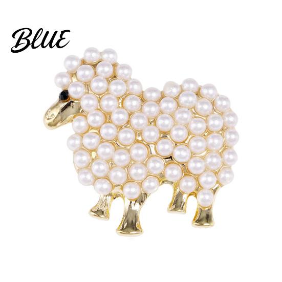 Animal Brooch Zinc Alloy Imitation Pearls Inlaid Fluffy Sheep Design