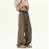 Men's Trendy Washed Workwear Jeans Loose Straight Leg Wide Leg High Street Casual Long Pants
