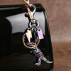 Keychain Pendant Dinosaur T-Rex Skeleton Metallic Luster Bag Charm Alloy Triple Reinforced Lobster Clasp Key Ring