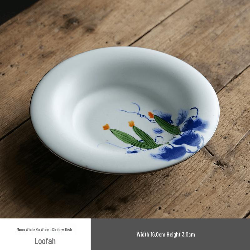 Moonlight White Ru Kiln Tea Snack and Fruit Plate