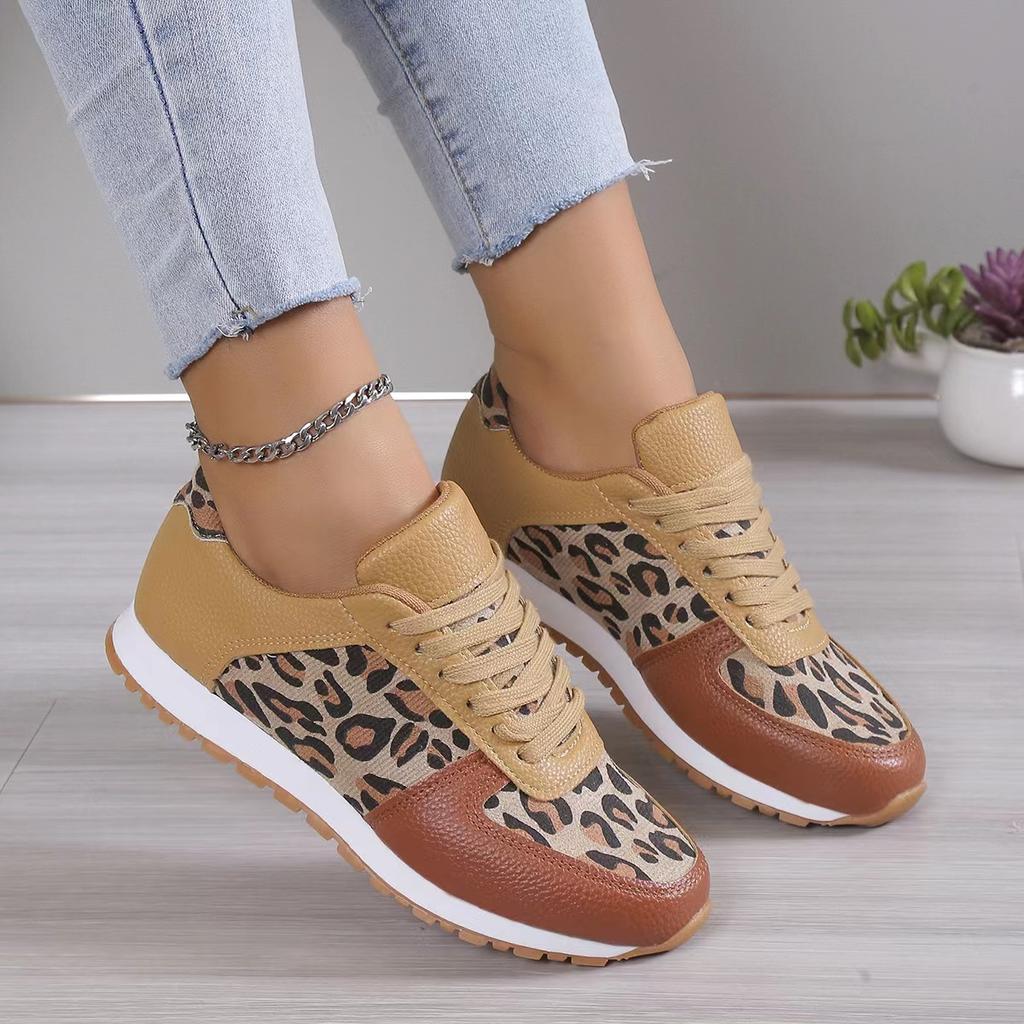 2024 Frühling Herbst Dicke Sohle Print Lässig Schnür-Sneakers Damen Outdoor Laufschuhe Fitnessschuhe Tênis Zapatos Para Mujeres