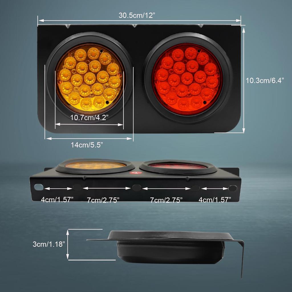 Truck Tail Yellow and Dual LED Brake High Warning Tail Universal Set of 2 X-STYLE Lights, 24V, Red, Lights, Brightness, Waterproof, Lights, Lights,