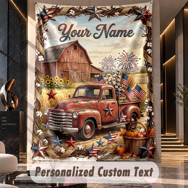 Camion (1) Arazzo Personalizzato con Tema Testo Nome Personalizzato Appeso a Parete Arazzo Decorazione per la Casa Tessuto di Sfondo
