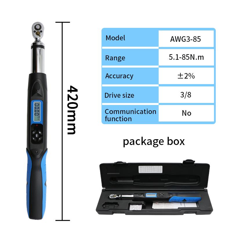 AWG Digital Torque Wrench 1/4‘’ 3/8'' with LCD Display, 4 Units Adjustable Torque Tool with Buzzer & LED Alarm