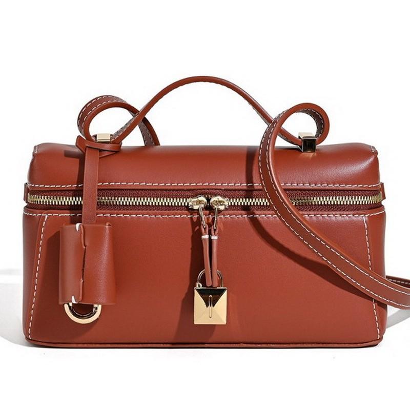 New lunch box bag, cowhide leather women's bag, messenger bag, shoulder bag, underarm bag.