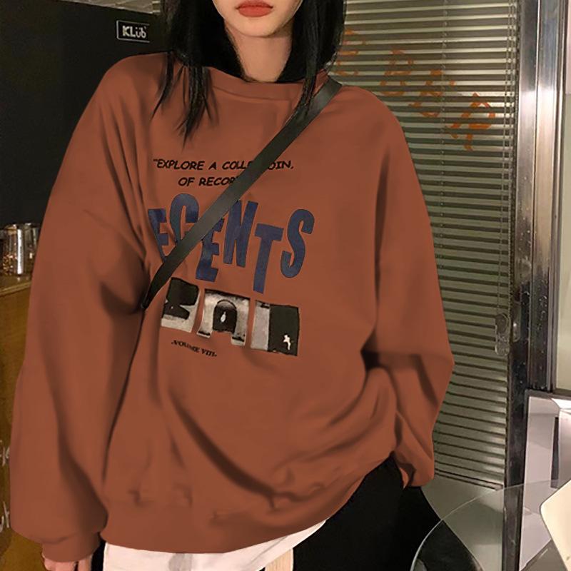 Vintage Round Neck Long Sleeve Loose Plush Sweater for Women - Fall/Winter Casual Korean Style