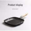 Wu Tuo Cast Iron Grill Frying Pan with Wooden Handle