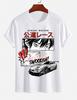 Unisexs Pure Cotton Solid Color Tshirt Street Racing Japanese Unisexga Jdm Sports Car Print Crew Neck Short Sleeve Street Casual Top