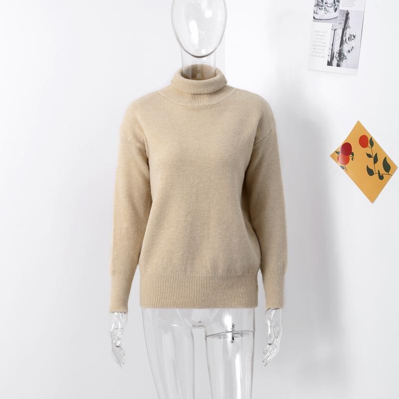 Women's Turtleneck Sweater Soft Warm Loose Casual Solid Color Knit Pullover Basic Style Top Autumn and Winter Commute Harajuku Style