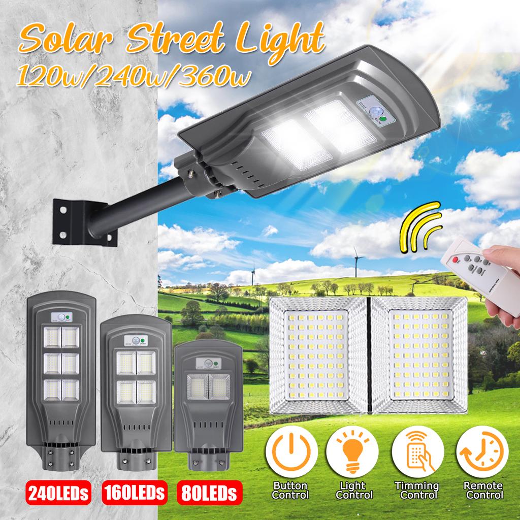 80//120 LED Solar Street Wall Light Induction Outdoor Lamp PIR Motion Sensor