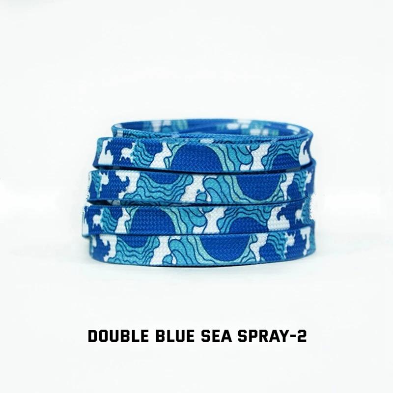 Stripes Tie-dye Laces Dazzling Blue Shoelace Colorful Flat Gradation Shoelaces Sneakers Personality Rope Men Women with The Same
