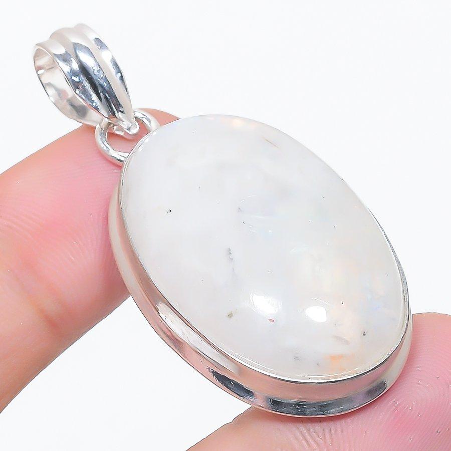 Moonstone Gemstone 925 Sterling Silver Jewelry Pendant 1.97"