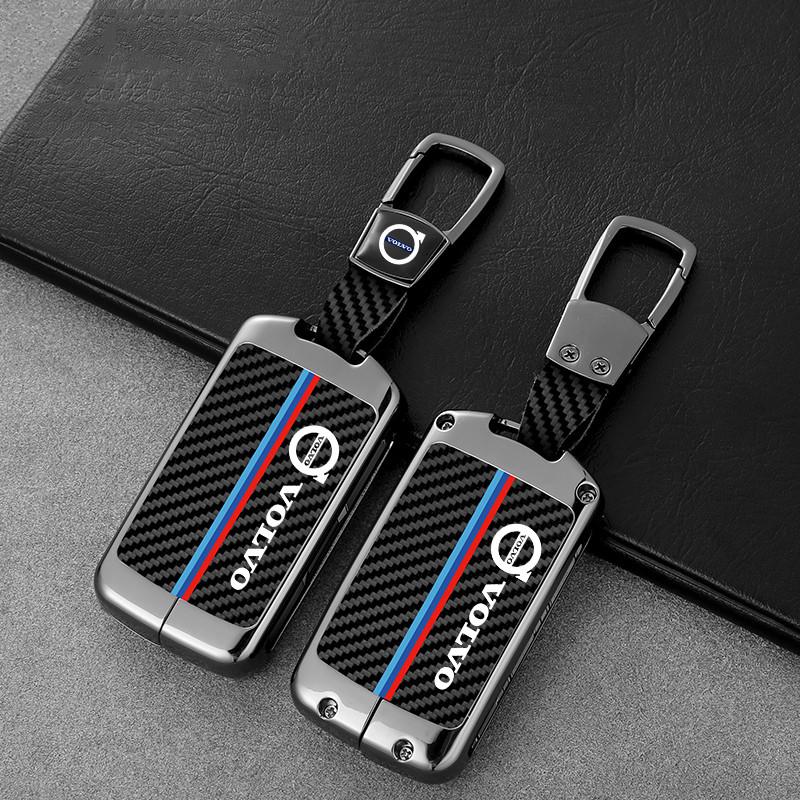 Carbon Fiber Car Smart Key Case Full Cover Protective Shell For Volvo XC40 XC60 S90 V90 XC90 2016 2017 2018 Keychain Accessories