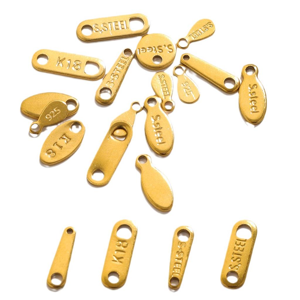 100pcs Stainless Steel Tail Chain Tag Real Gold Electroplated Small Pendant Accessories for Jewelry Making DIY Charms