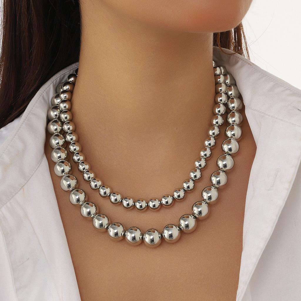 Creative Multi-layer Pearl CCB Sweater Chain Collarbone Chain Temperament Elegant Love-shaped Layer Necklace