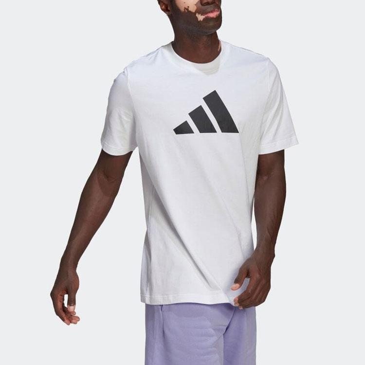 Adidas T Shirts Men's White Crew Neck Moderate Straight Fit HC3476-