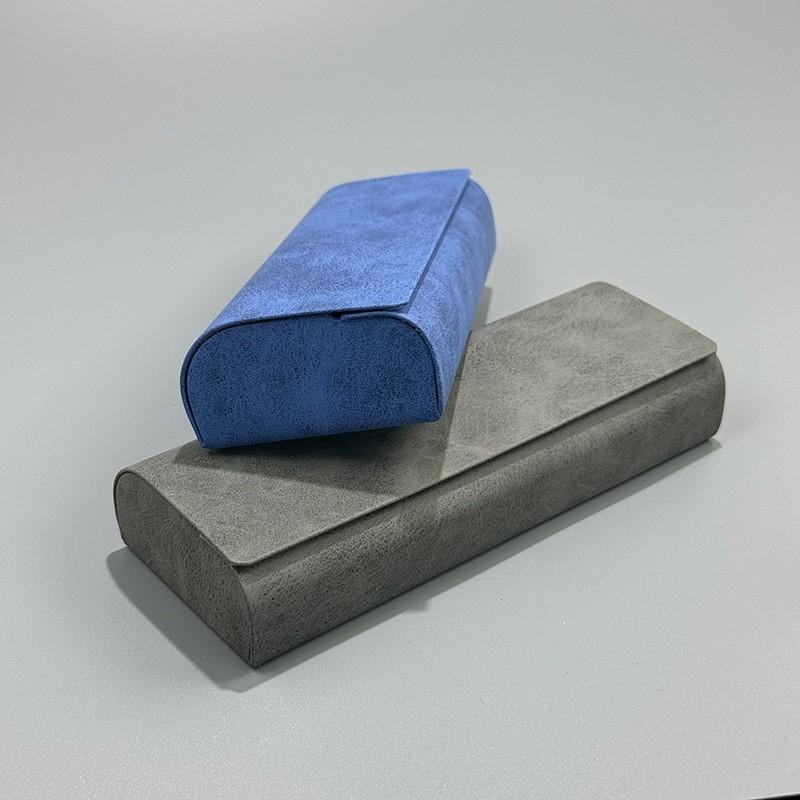 Solid color retro anti-pressure sheep bar pattern handmade glasses case, high value, light luxury design sense, flip cover storage box
