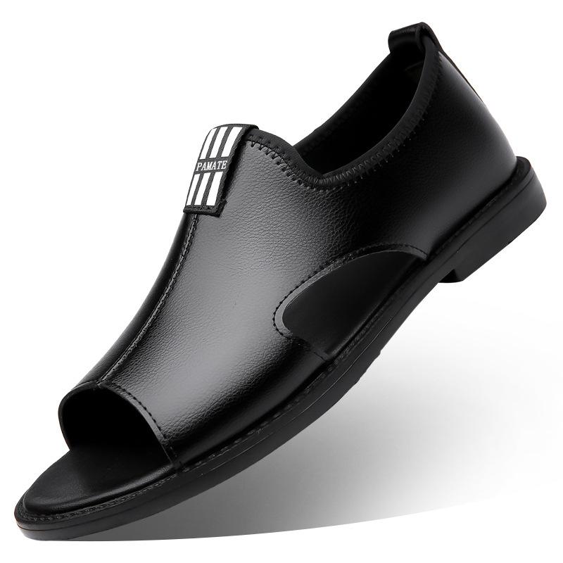 2024 Summer New Men's Hollow and Breathable Open-toed Leather Sandals Men's Soft-soled Soft-faced Roman Sandals Men's 8921