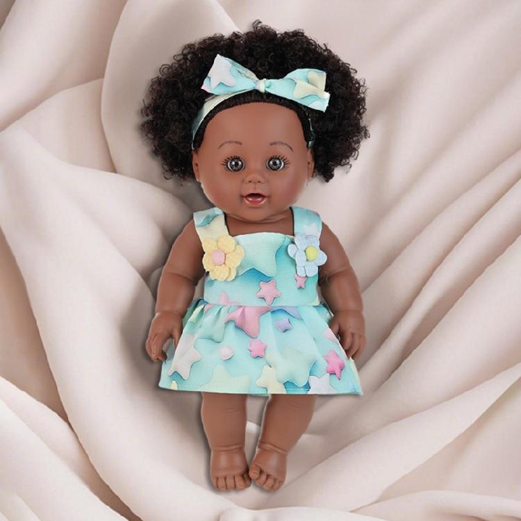 Curly Afro Hair Black Doll Soft Body Collectible Reborns Doll For Kids RolePlay Imagination Development Activity Toy