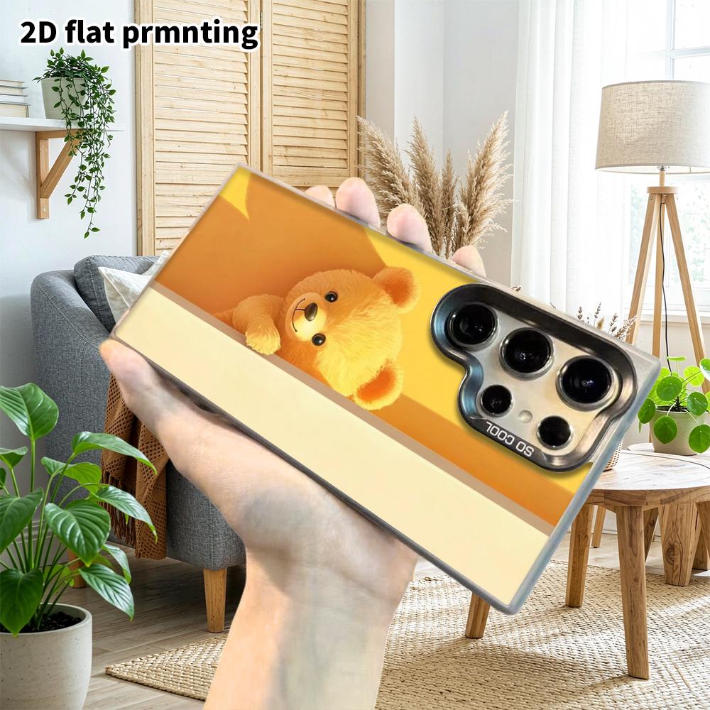 Phone Case: 2D Flat Samsung Galaxy A34 A35 M05 M06 S20 S22 S21 FE Plus 5G Protective Case, Couple Style, Door Gap Bear, Christmas and Halloween Gift