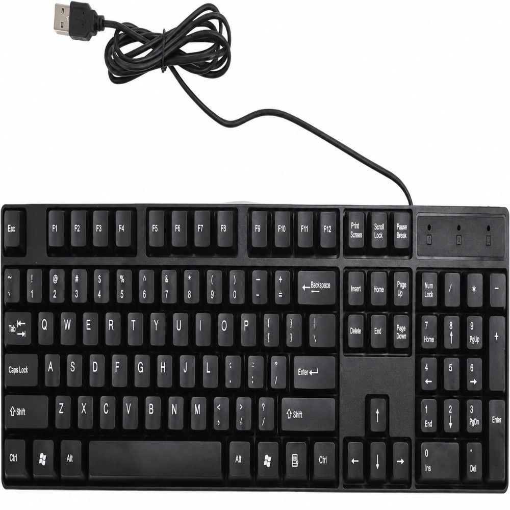 104 Keys Wired Keyboard 1.5m Cable USB Keyboard Stable English Keyboard Home