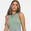 Maglietta basic sexy da donna senza maniche in maglia estiva Maglietta bianca con spalle scoperte a costine Canotta nera Streetware Camis Femme Skinny