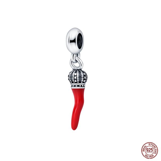 New 925 Sterling Silver Red Color Series Heart Shape Charms Beads Lucky Jewelry Gifts