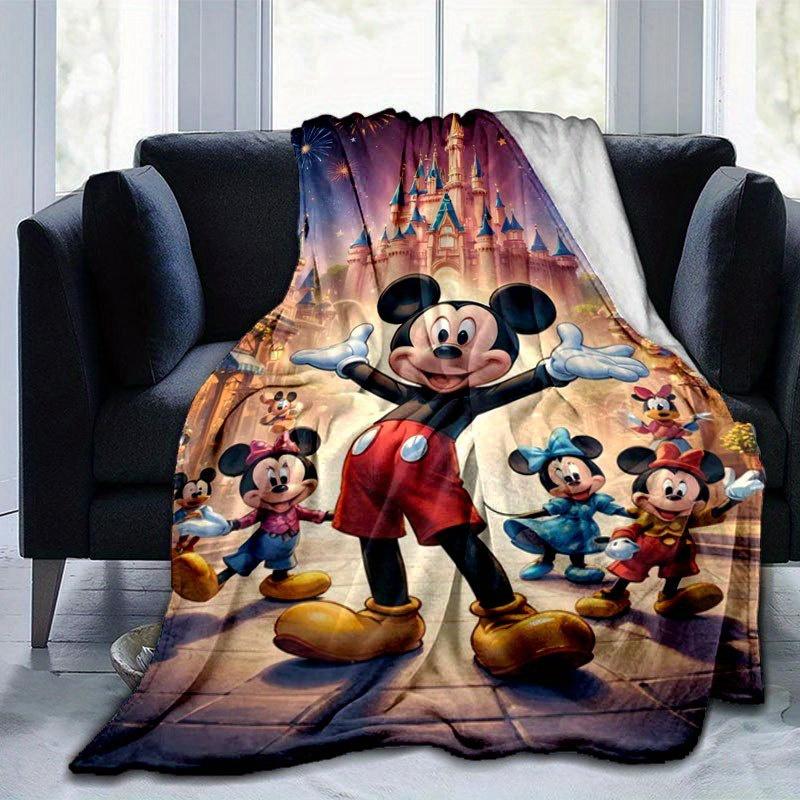Manta de Desenho Animado do Mickey e da Minnie, Manta Quente Fofa de Pelúcia Curta, Decoração de Casa para Sala de Estar Sofá Quatro Estações Viagem