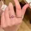Kirschblüten-Inlay Rosa Diamanten Spleißblumenring Mode-Stil Süße Exquisite Ringe für Frauen Hochzeits Schmuck Geschenk