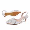 5cm New White Wedding Shoes Bridesmaid Shoes Women's Lace Shoes Fashion High Heels Pearl Pumps