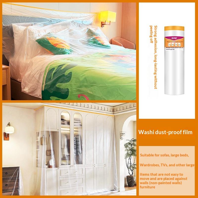 Disposable Furniture Dust-Proof Films Self-Adhesive Cabinet Dust Cover Cuttable Cabinet Protective Covers Masking Film