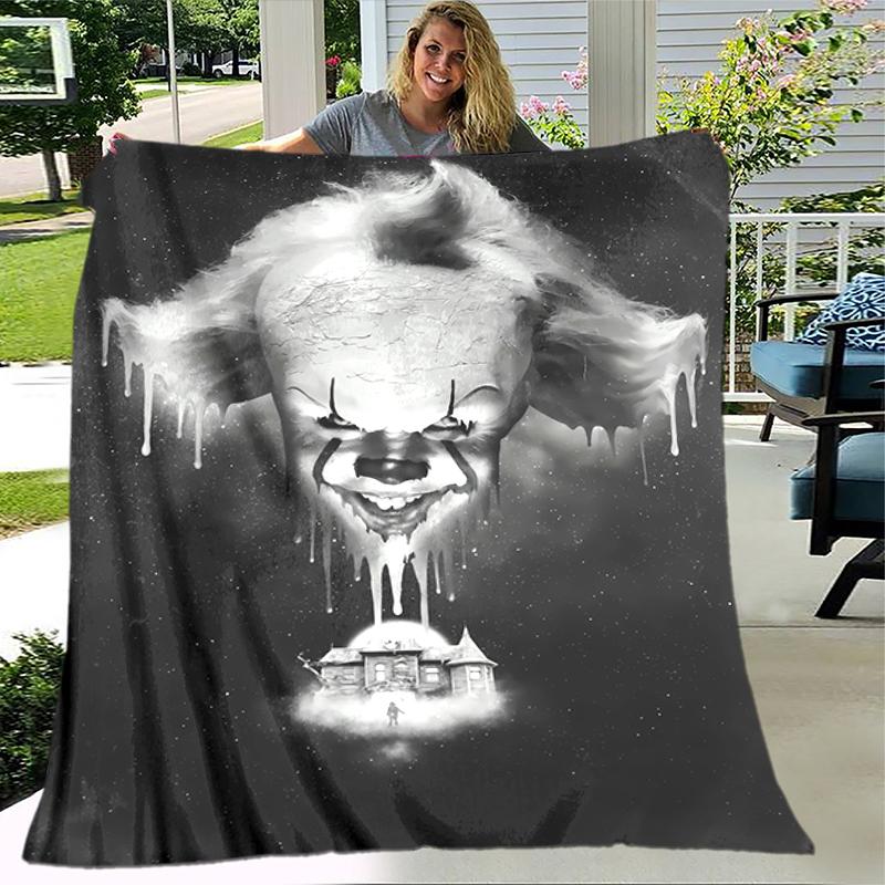 1pc Blanket Pennywise the Dancing Clown1 Print Design, Lightweight Blanket for Sofa, Bed- Soft &Warm, Gift for All Seasons Like Christmas, Halloween