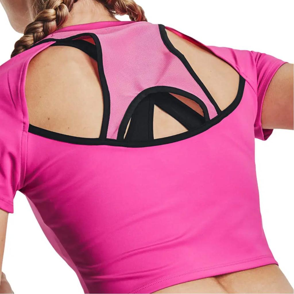 Under Armour Anywhere Crop Tops Women's Rebel Pink Crew Neck Moderate 1376816-652