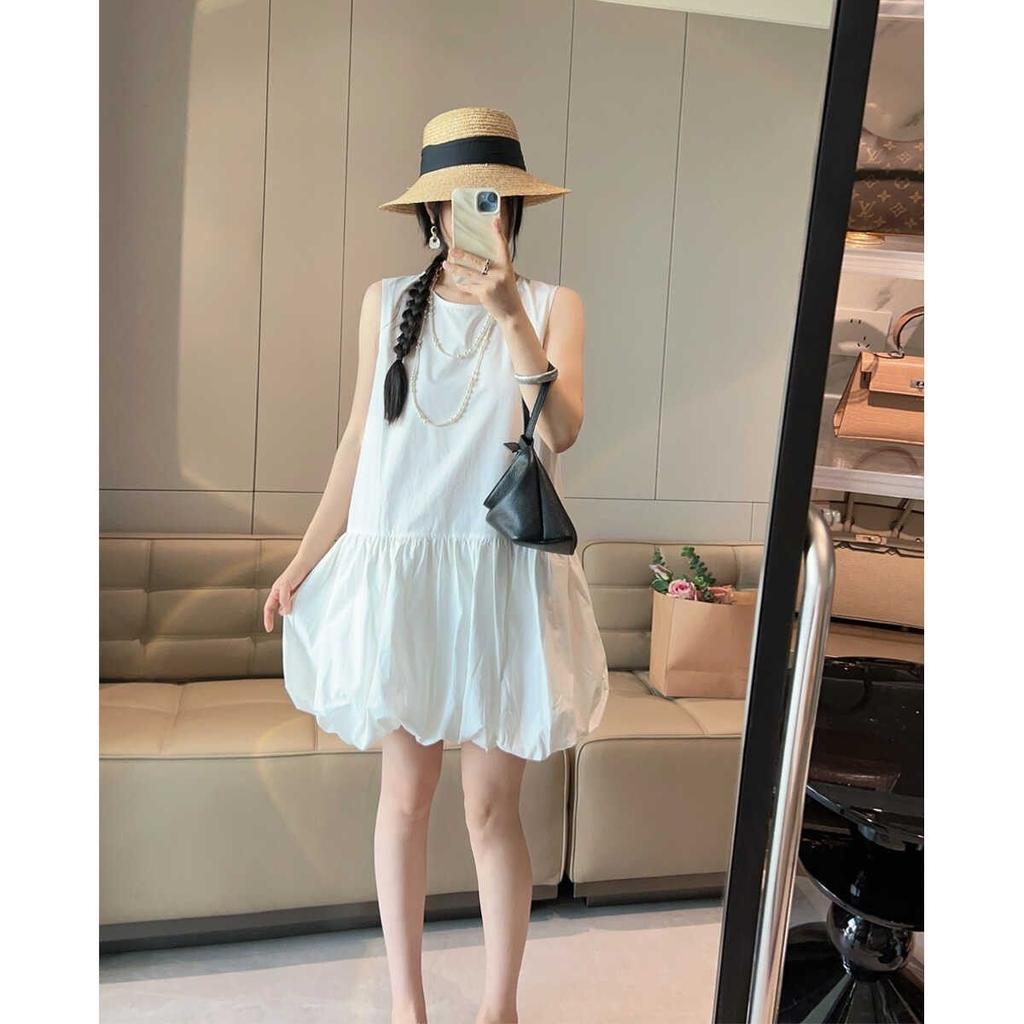 Korean White Sleeveless Vest Dress Women's Summer Gentle Wind Temperament Skirt Small Loose Bud Short Skirt