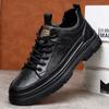 2025 New Men's Casual Work Shoes Leather Soft Bottom Thickened Fashionable Heightening Rubber Sole Round Toe Comfortable Shoes